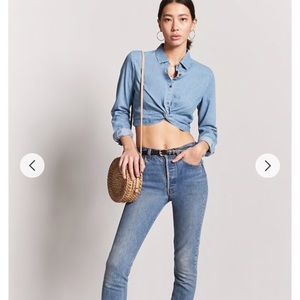 NWT Denim Twist Crop Top
